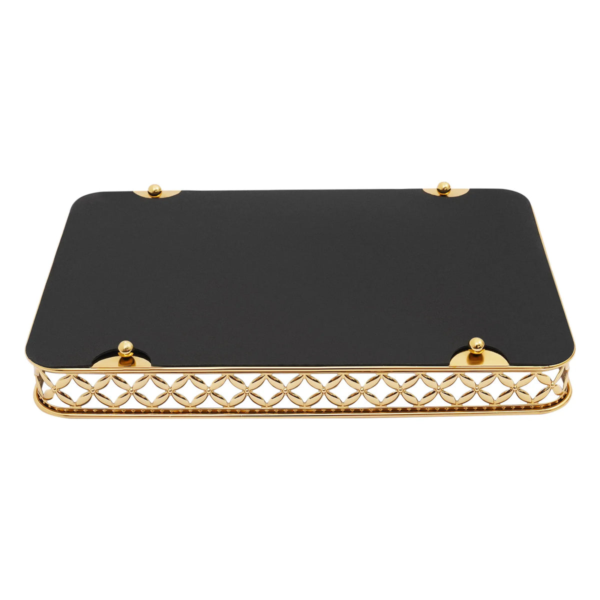 Rectangle Gold Decorative Tray Mirror Tray, Tabletop Decoration Tray with Handles for Dresser, Bedroom, Cafe, Closet, Bar