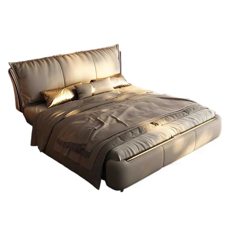 Beige Princess Modern Bed Frame Waterproof Designer Bedroom Double Bed Frames Full Size Queen
