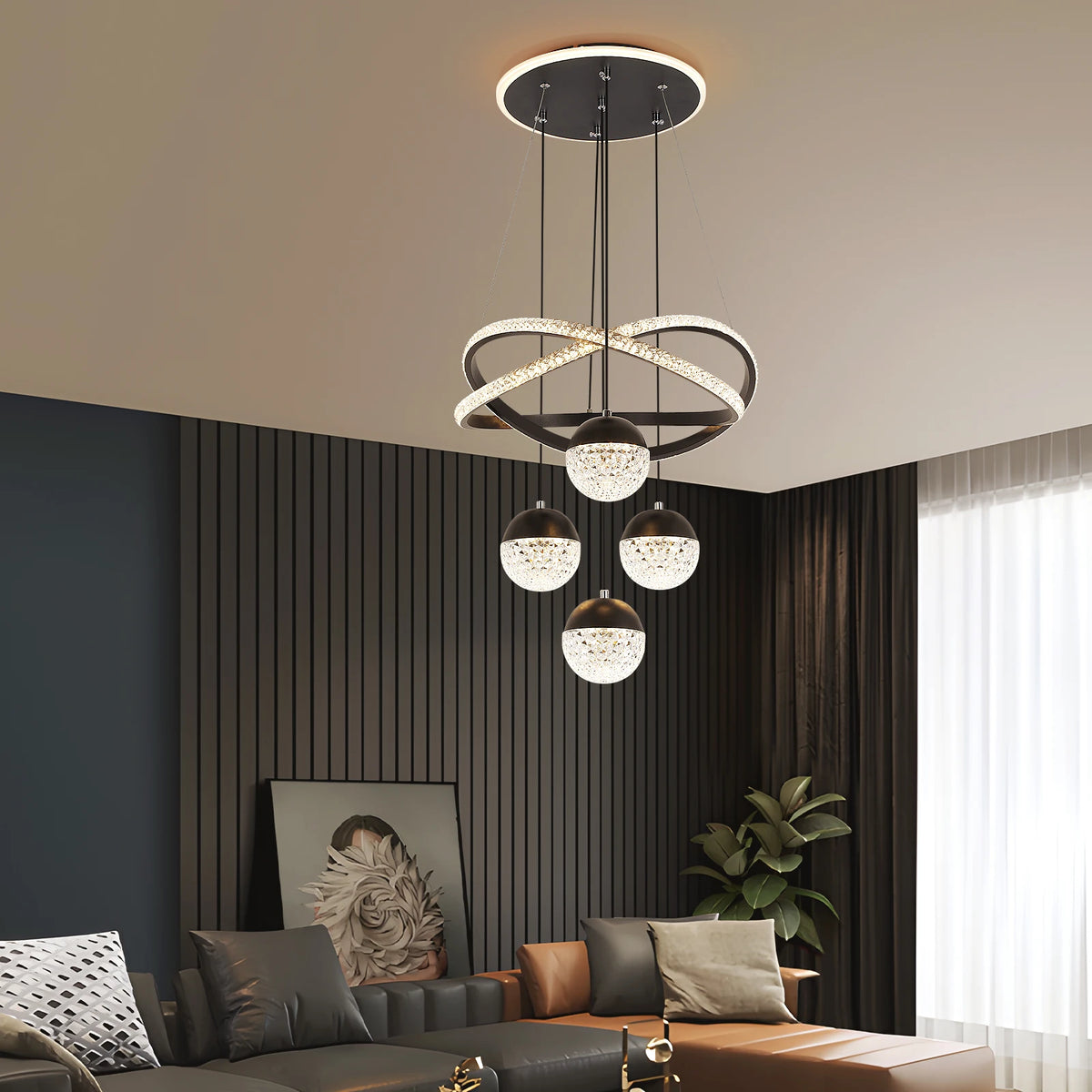 Modern LED Chandelier Lighting Three LED Colors Nordic Restaurant Lighting Living Room Chandelier Hanging Lamp Lighting Fixture