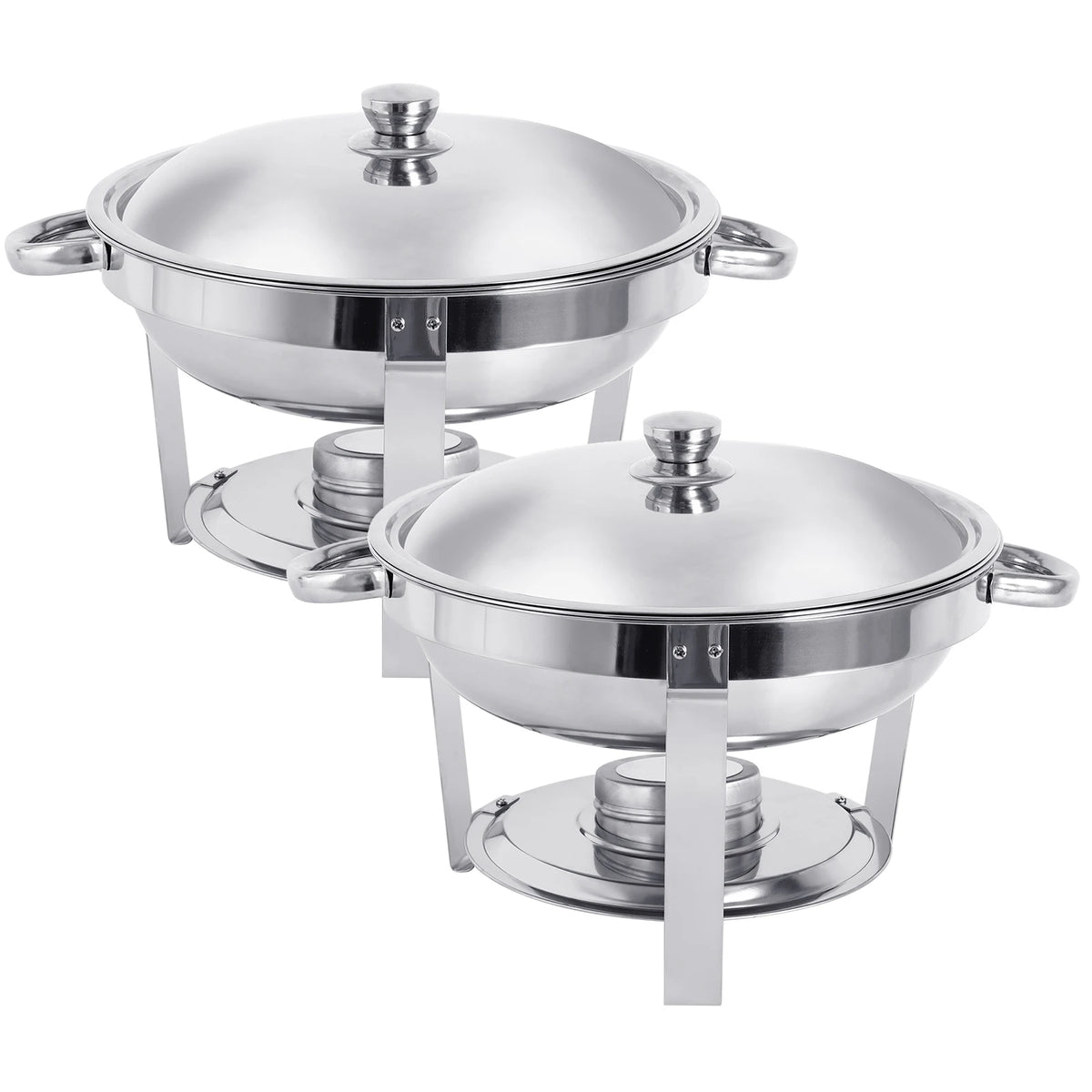 2/4 Pack Chafing Dish Buffet Set Stainless Steel 316 With Food Pan & Water Pan 5L Round Chafers Warmer Server BBQ Party W/Lid