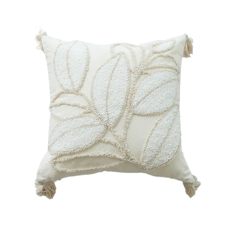 Nordic Blue Tufted Cushion Cover Geometric Stripe Grid Crochet Tassels Pillow Cover Decorative Home Decorative Cushions for Sofa