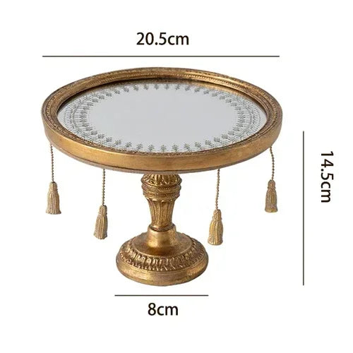 Retro Court Style Tray Ornaments, Light Luxury Art Photo Props, European Style Decorative Plate, Nostalgic Mirror Tray 118