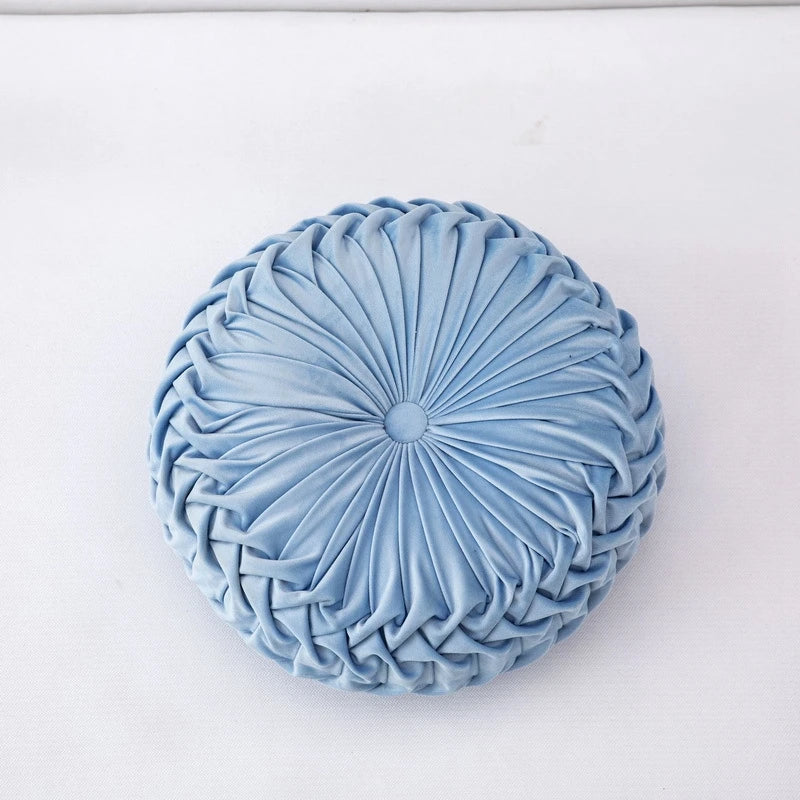 Round Throw Pillows Decorative Velvet Pleated Throw Pillows 15'' Diameter Accent Pumpkin Boho Chair Cushion for Couch Sofa Chair