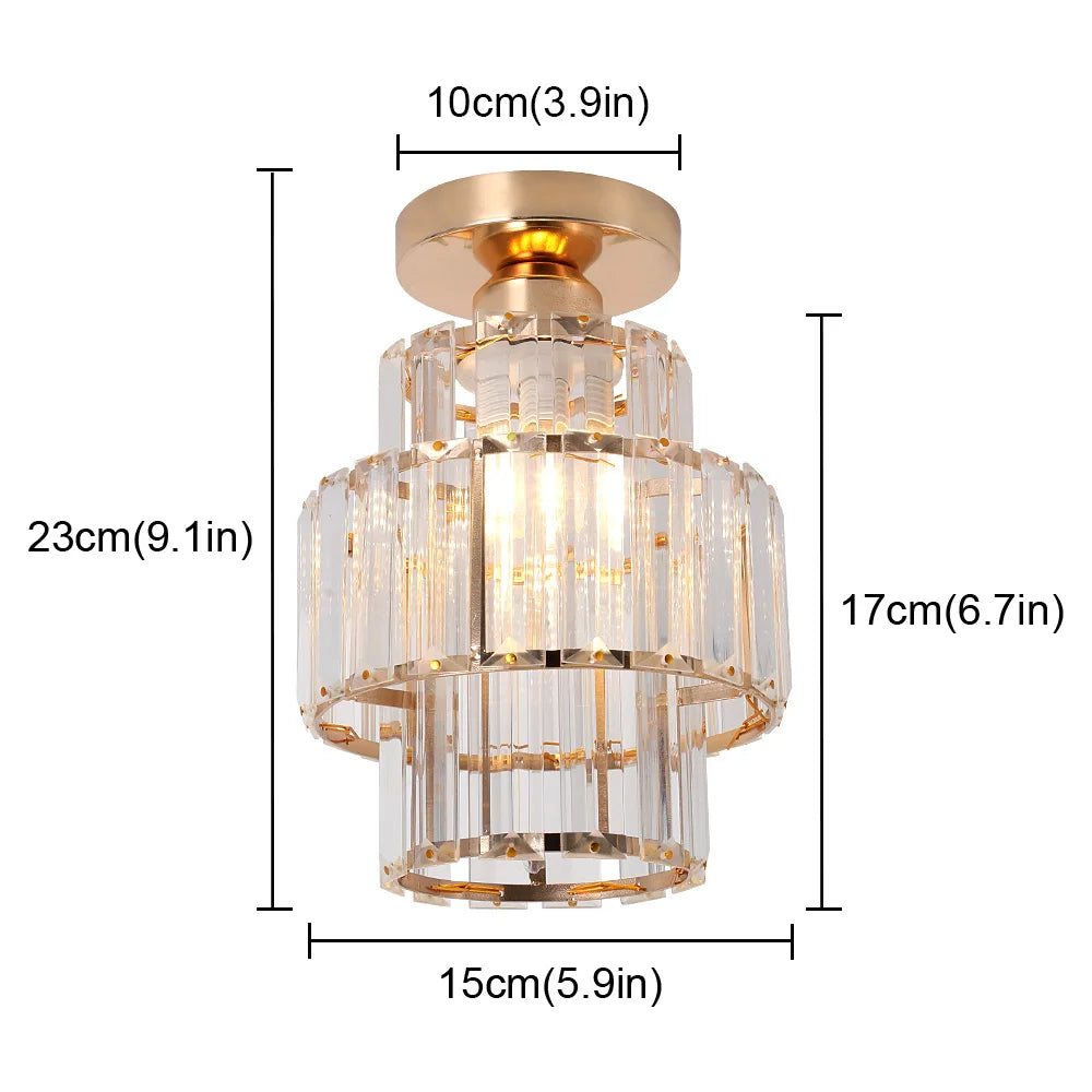 Gold /Black Modern Crystal Chandeliers Ceiling Light  Flush Mount Ceilings Lamp  E27 LED Fixtures for Bedroom Hallway Office