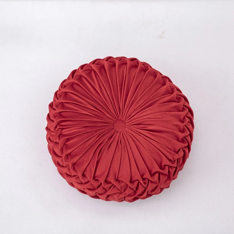 Round Throw Pillows Decorative Velvet Pleated Throw Pillows 15'' Diameter Accent Pumpkin Boho Chair Cushion for Couch Sofa Chair