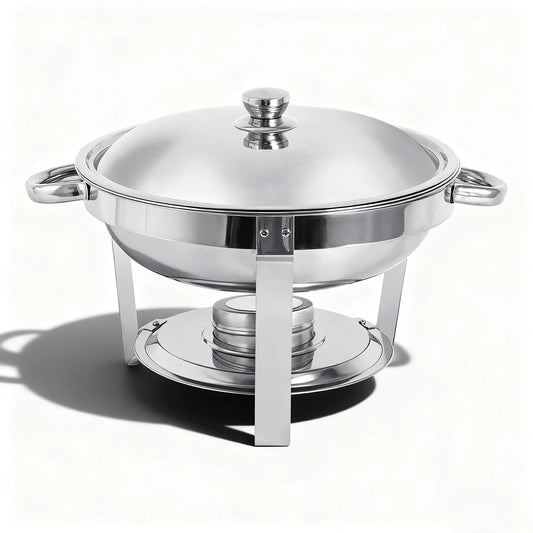 2/4 Pack Chafing Dish Buffet Set Stainless Steel 316 With Food Pan & Water Pan 5L Round Chafers Warmer Server BBQ Party W/Lid