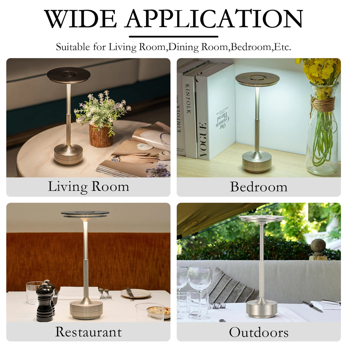 Rechargeable Wireless Table Lamp LED Touch Sensor Desktop Night Light Reading Lamp for Hotel Bar Bedroom Decor Light