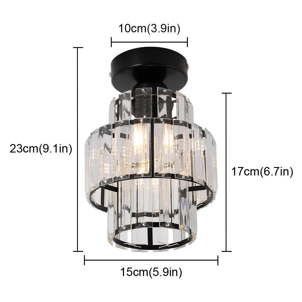 Gold /Black Modern Crystal Chandeliers Ceiling Light  Flush Mount Ceilings Lamp  E27 LED Fixtures for Bedroom Hallway Office