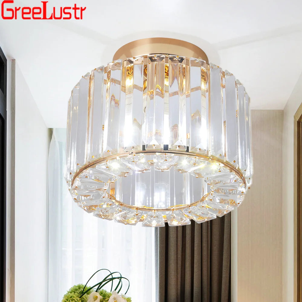Gold /Black Modern Crystal Chandeliers Ceiling Light  Flush Mount Ceilings Lamp  E27 LED Fixtures for Bedroom Hallway Office