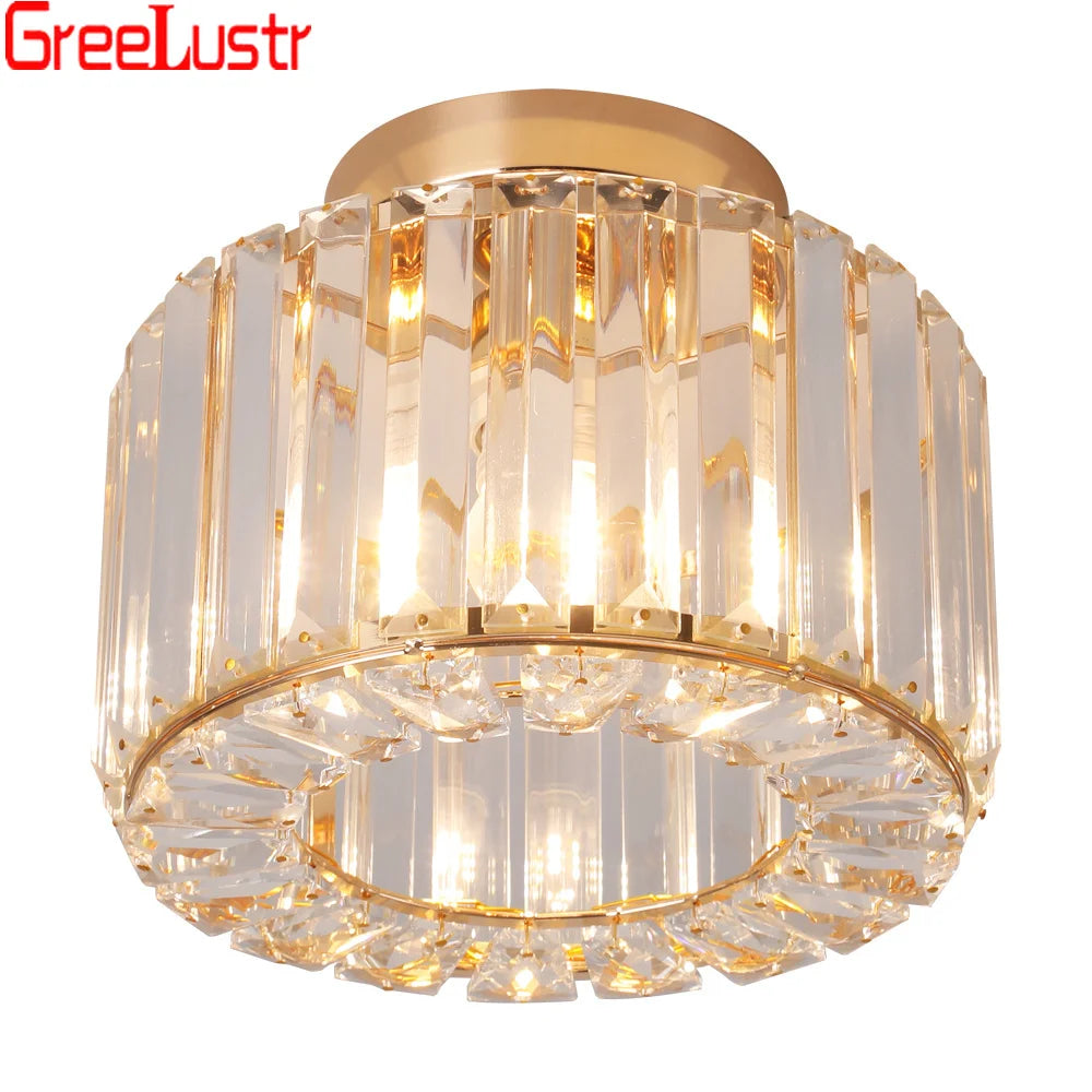 Gold /Black Modern Crystal Chandeliers Ceiling Light  Flush Mount Ceilings Lamp  E27 LED Fixtures for Bedroom Hallway Office