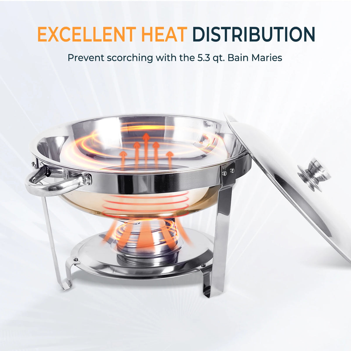 2/4 Pack Chafing Dish Buffet Set Stainless Steel 316 With Food Pan & Water Pan 5L Round Chafers Warmer Server BBQ Party W/Lid