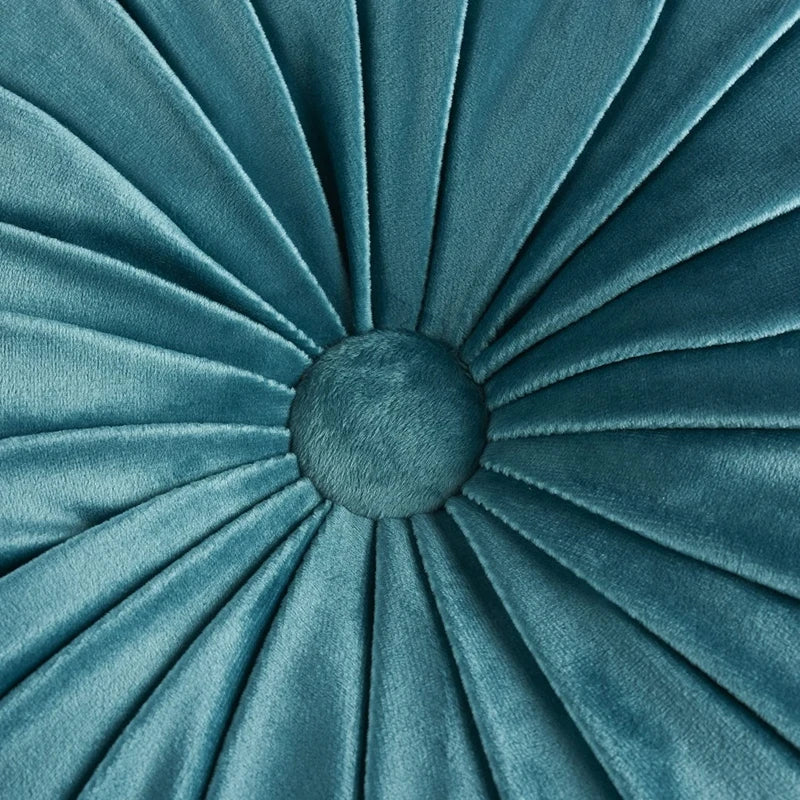 Round Throw Pillows Decorative Velvet Pleated Throw Pillows 15'' Diameter Accent Pumpkin Boho Chair Cushion for Couch Sofa Chair