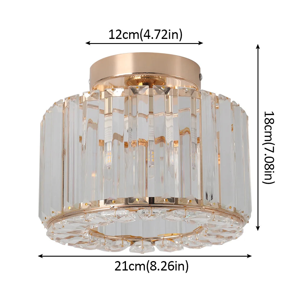 Gold /Black Modern Crystal Chandeliers Ceiling Light  Flush Mount Ceilings Lamp  E27 LED Fixtures for Bedroom Hallway Office