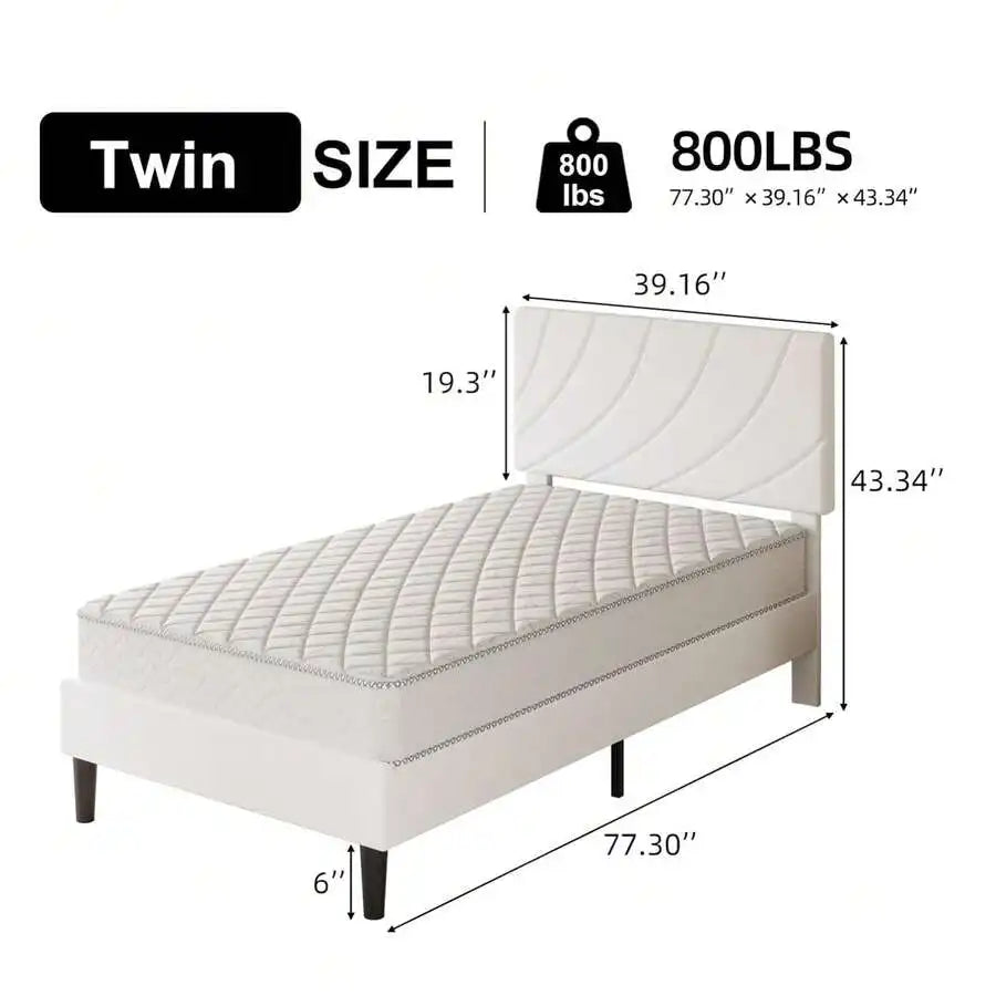 Queen Upholstered Bed Frame With Headboard, Modern Linen Fabric Platform Bed, Adjustable Headboard, No Box Spring Needed, Easy Assembly, Twin/Full/Queen, Black/Blue/Pink/White