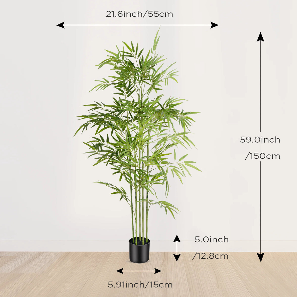4/5/6ft Artificial Bamboo Tree Tall Fake Bamboo Plant in Black Pot Faux Trees with Realistic Trunks and Lifelike Leaves for Indoor Outdoor Home Office Décor
