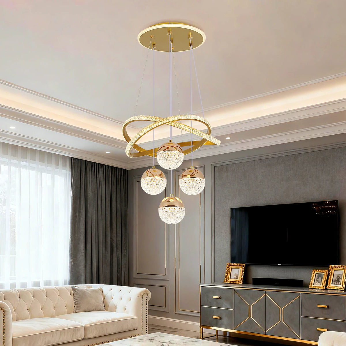 Modern LED Chandelier Lighting Three LED Colors Nordic Restaurant Lighting Living Room Chandelier Hanging Lamp Lighting Fixture