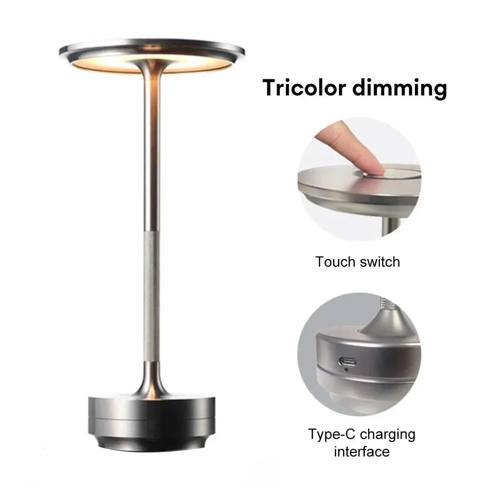 Rechargeable Wireless Table Lamp LED Touch Sensor Desktop Night Light Reading Lamp for Hotel Bar Bedroom Decor Light