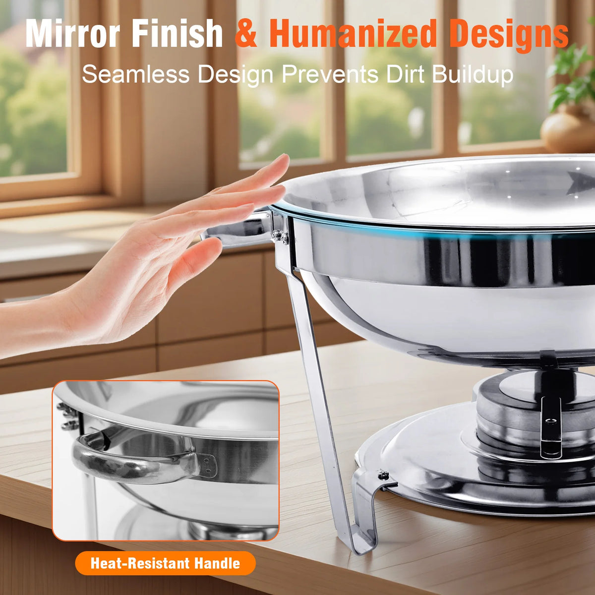 2/4 Pack Chafing Dish Buffet Set Stainless Steel 316 With Food Pan & Water Pan 5L Round Chafers Warmer Server BBQ Party W/Lid