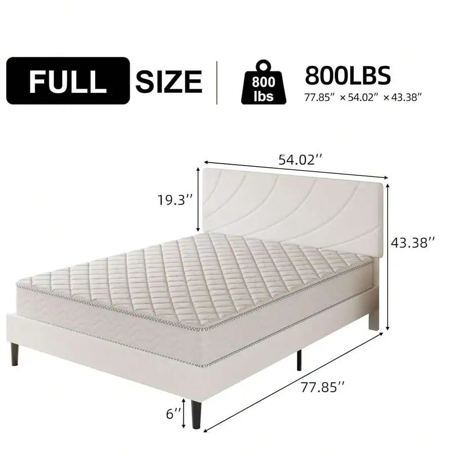 Queen Upholstered Bed Frame With Headboard, Modern Linen Fabric Platform Bed, Adjustable Headboard, No Box Spring Needed, Easy Assembly, Twin/Full/Queen, Black/Blue/Pink/White