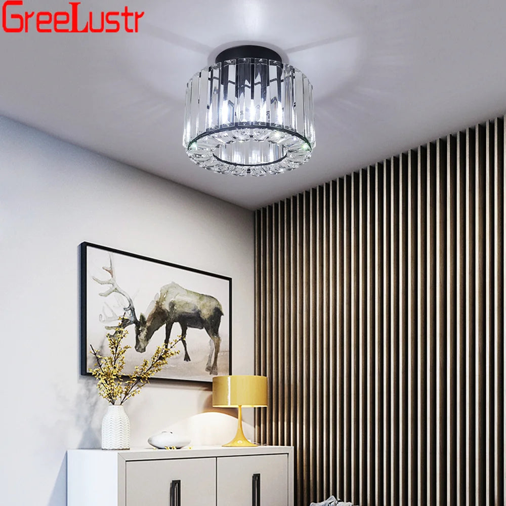 Gold /Black Modern Crystal Chandeliers Ceiling Light  Flush Mount Ceilings Lamp  E27 LED Fixtures for Bedroom Hallway Office