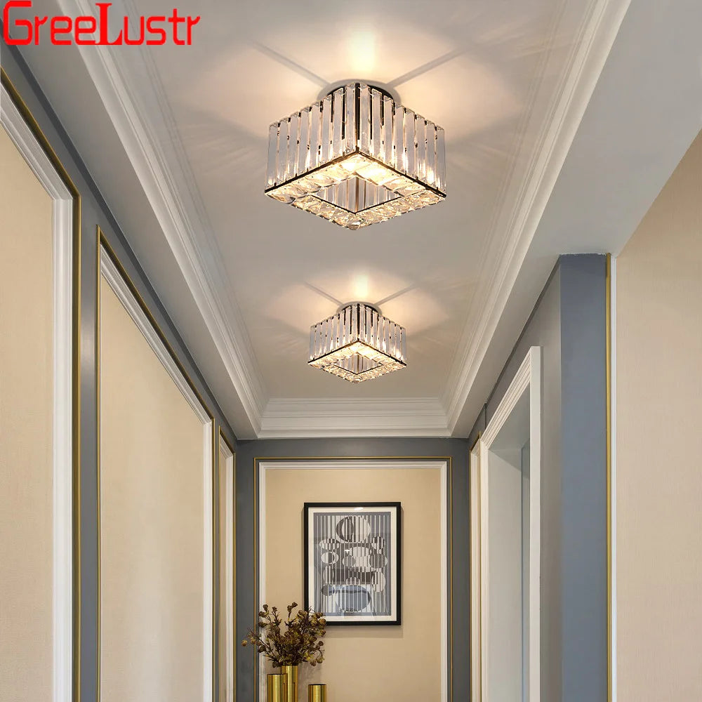 Gold /Black Modern Crystal Chandeliers Ceiling Light  Flush Mount Ceilings Lamp  E27 LED Fixtures for Bedroom Hallway Office