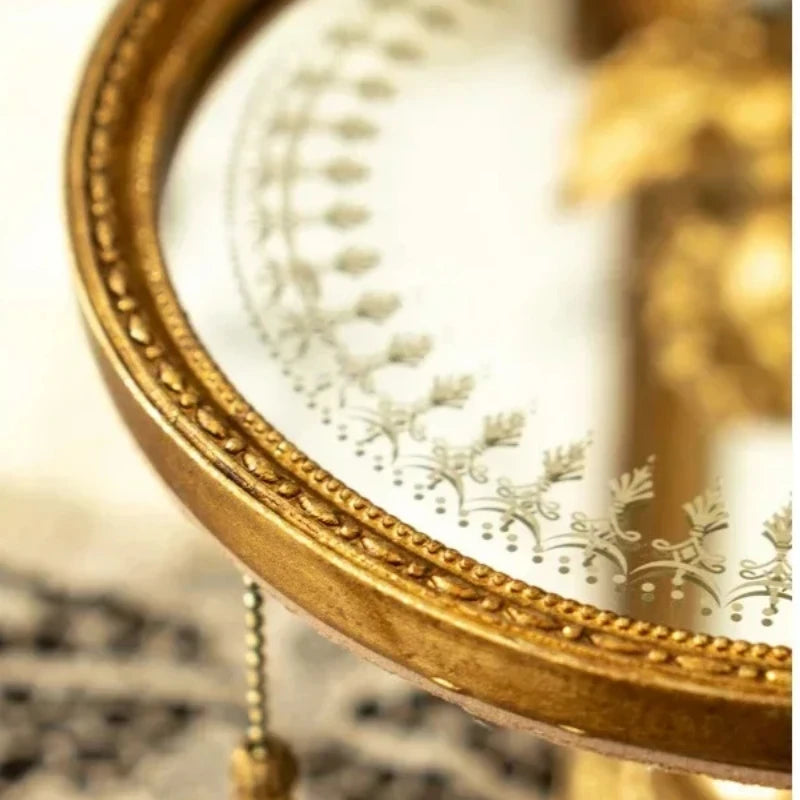Retro Court Style Tray Ornaments, Light Luxury Art Photo Props, European Style Decorative Plate, Nostalgic Mirror Tray 118