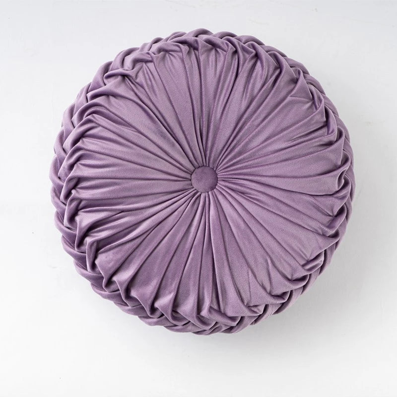 Round Throw Pillows Decorative Velvet Pleated Throw Pillows 15'' Diameter Accent Pumpkin Boho Chair Cushion for Couch Sofa Chair