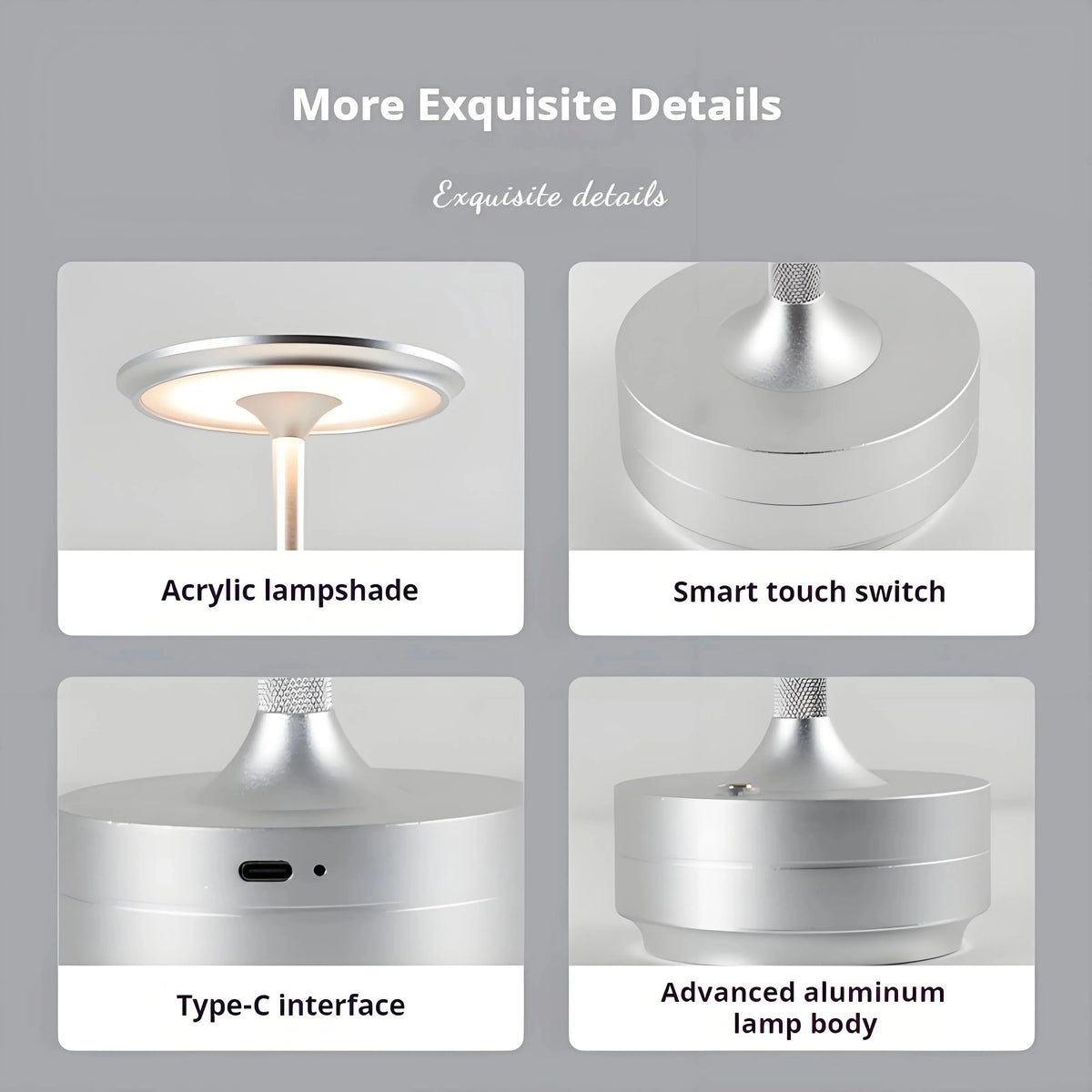 Rechargeable Wireless Table Lamp LED Touch Sensor Desktop Night Light Reading Lamp for Hotel Bar Bedroom Decor Light